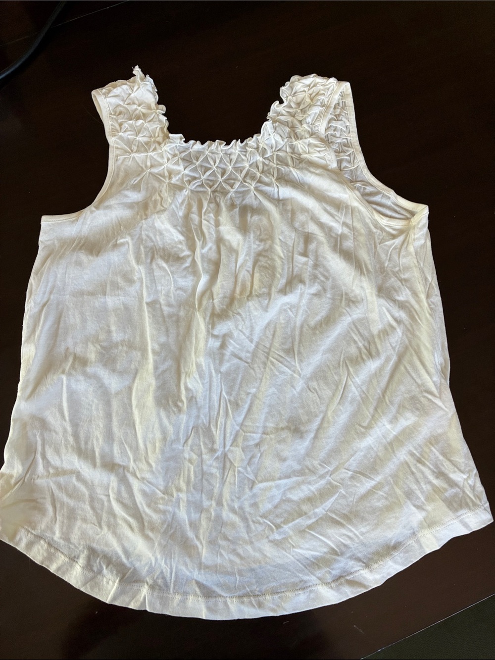 Maeve White Smocked-Neck Tank Top